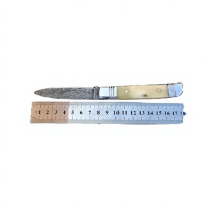 Rajput <b>Knives</b> Handcrafted Industrial Grade Damascus Steel Folding <b>Knife</b> <b>Bone</b> Camel <b>Handle</b> Straight Edge Blade 18cm Overall - Product Image 2