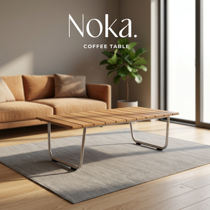 Table basse en bois avec structure en métal, style moderne minimaliste, table d'appoint rectangulaire pour salon - Product Image 2