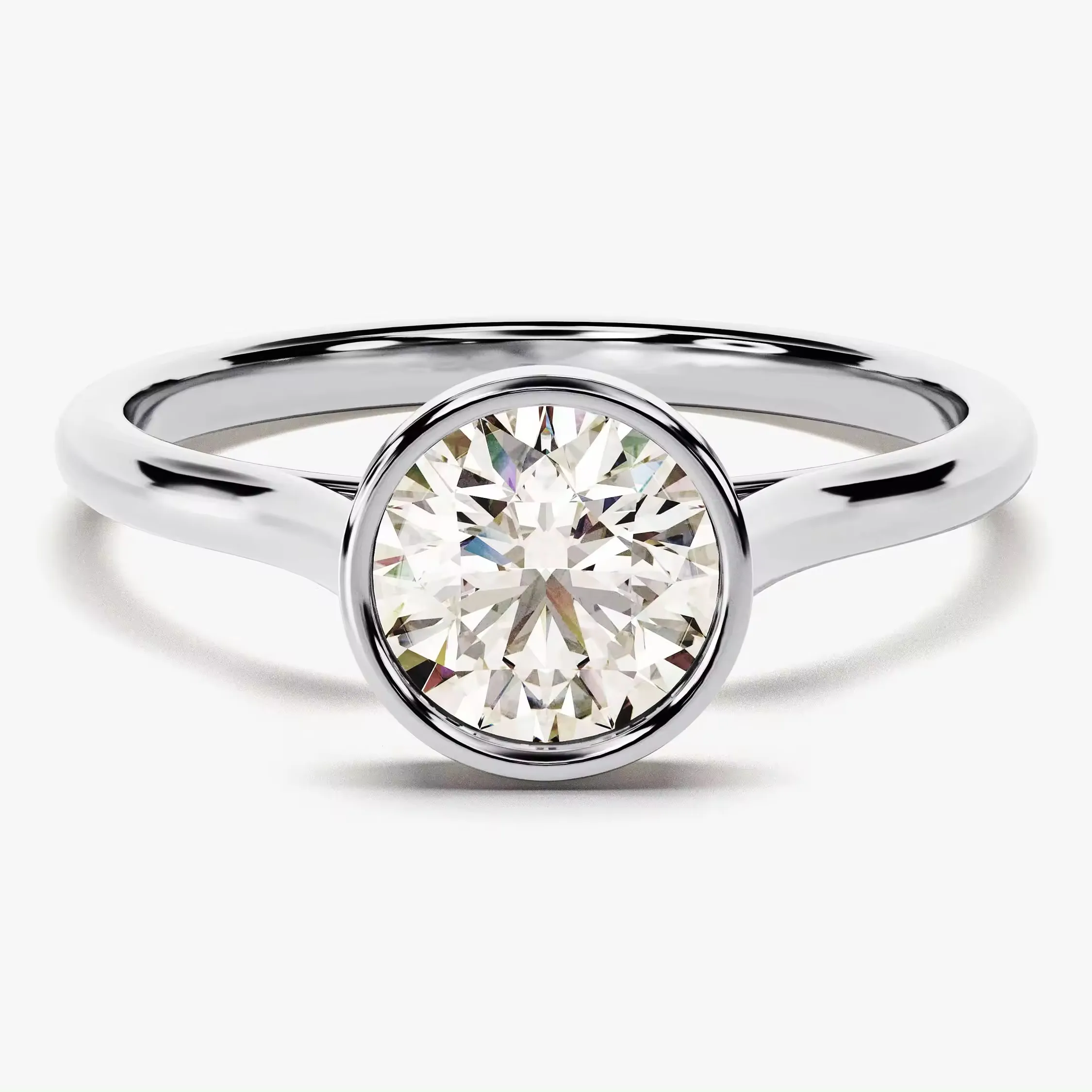 Bezel Belofte Ring Verlovingsdiamanten Ring Rond 14K 18K Goud 1 Ct Solitaire Diamanten Ring