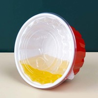 Conteneur alimentaire jetable rouge et blanc de calibre 150, résistant à la chaleur, en PP, pour la restauration et les plats à emporter