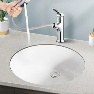 Hot Selling Porcelain Undermount Sink Ceramic Oval Round Shape Under Counter Wash Basin For Bathroom Sinks