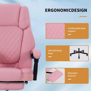 Hochleistungs-Bürostuhl mit rosa Massage Ausziehbare Fuß stütze 6-Zonen-Vibrationsheizung 400lbs Hochleistungs-Liegestühle - Product Image 6