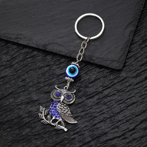 2025 Trendy Ethnic Style Turkish Blue Evil Eye Rhinestone Butterfly Camel Elephant <strong>Owl</strong> Fish Mermaid Pendant <strong>Keychain</strong> Key Ring - Product Image 3