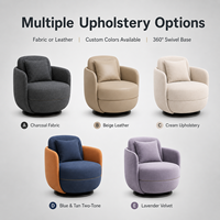 Velours capitonné de luxe léger 360 °   Fauteuil pivotant, fauteuil simple confortable et rotatif pour hôtel, bureau et appartement