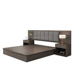 Juego de Muebles de Dormitorio Doble Económico para Hotel de 3 Estrellas, Estructura de Cama de Madera Sólida Resistente con Cabecera Tapizada, Mueble para TV y Mesitas de Noche - Product Image 4