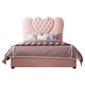 Juego de Dormitorio Dream Pink para Niñas, Cama Doble de Madera de Lujo con Cabecera en Forma de Corazón, Cama Tapizada para Hoteles, Villas, Apartamentos y Almacenes - Product Image 5