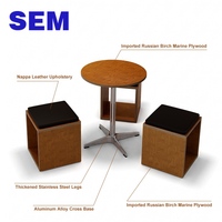 Mobilier de restaurant commercial en gros SEM, tables et chaises en bois pour café, cantine du personnel, ensemble de table à manger avec 4 chaises