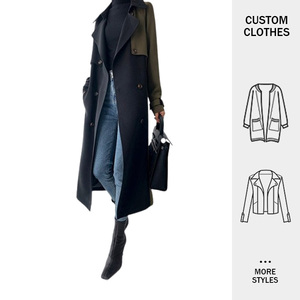 Gabardina elegante personalizada con cuello <span class=keywords><strong>de</strong></span> barcaza para <span class=keywords><strong>mujer</strong></span>, doble botonadura con cordones y, a prueba <span class=keywords><strong>de</strong></span> viento, gabardina ajustada para <span class=keywords><strong>mujer</strong></span> - Product Image 2