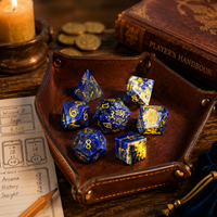 Nouvel ensemble de 7 dés de jeu Dungeons&Dragons en lapis-lazuli, dés à facettes multiples en pierre naturelle pour DND RPG