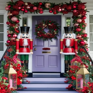 Sculpture en résine de fibre de verre <span class=keywords><strong>rouge</strong></span> <span class=keywords><strong>et</strong></span> verte en gros, décoration extérieure, <span class=keywords><strong>casse</strong></span>-<span class=keywords><strong>noisette</strong></span> de Noël en résine, statue de soldat - Product Image 1