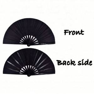 Abanico de Mano Grande Plegable de Bambú Chino Japonés Negro para Fiestas Rave - Product Image 2