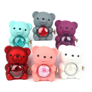 Boîte de rangement pour ours en roses éternelles, coffret cadeau pour la Saint-Valentin et les mariages, organisateur avec collier rotatif, boîte à bijoux en plastique - Product Image 1