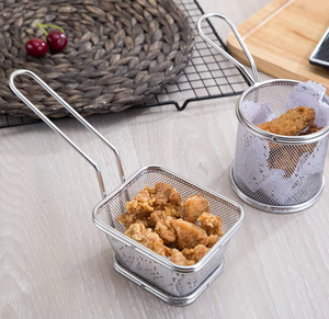 Mini panier à frites <span class=keywords><strong>Gourmet</strong></span> carré en métal frites BBQ Snack pour cuisine et restaurant pour aliments occidentaux frits et collations occidentales - Product Image 3