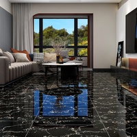 Carrelage de Sol en Marbre Porcelaine le Moins Cher Couleurs Noires 60 cm par 60 cm Carreaux de Pierre Polis pour Salon