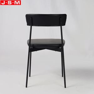 เก้าอี้ร้านอาหารขาเหล็กสีดำหุ้มหนังสไตล์โมเดิร์นหรูหราสำหรับห้องรับประทานอาหารพร้อมเบาะรองนั่งและพนักพิง - Product Image 5