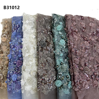 CHOCOO Offre Spéciale français Tulle séquence dentelle tissu avec perles mode 3D fleur broderie dentelle tissu