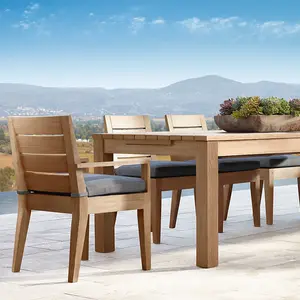 Klasik açık katı ahşap yemek sandalyeleri otel restoran Villa bahçe tik yemek sandalyeleri