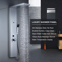 Colonne de douche de luxe en acier inoxydable, intelligente, moderne, avec cascade, jets pluie LED et système de massage