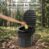 Toilette pliable d'urgence Shanhuang BSFT01 noire, légère, portable, lavable, en ABS, pour le camping et les voyages