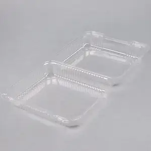 Disposable Plastic Clamshell Hinged Salad Take Away Food Container Rectangular Bops Clear Packaging Box