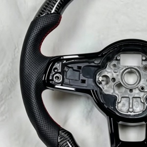 Volant en fibre de carbone adapté à la Volkswagen <span class=keywords><strong>Golf</strong></span> MK7 GTI <span class=keywords><strong>GTD</strong></span> R Gts R-Line Variant, cuir perforé double face - Product Image 2