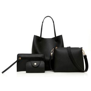 I-0654 Nouveau sac à main quatre pièces motif litchi pour femme, grand sac à bandoulière et à main - Product Image 3