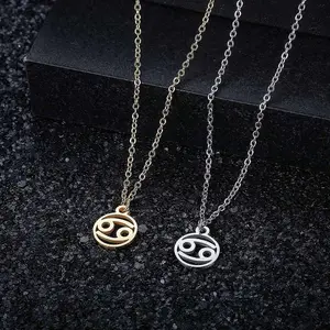 Wholesale 18K Gold Plated Zodiac Sign Pendants 12 Horoscope Signs Necklaces For Women's Jewelry Gift