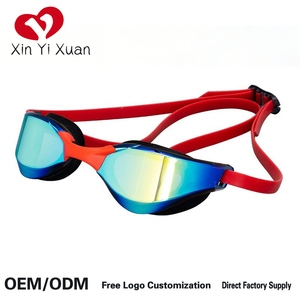 Lunettes de natation universelles Xinyixuan pour adultes, en silicone, anti-buée, avec lentilles en PC, modèle électro-plaqué XF100, professionnelles pour la course - Product Image 1