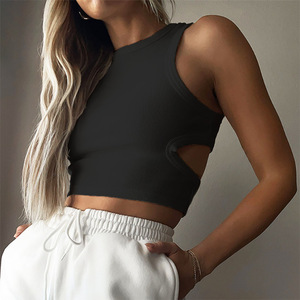 Débardeur court dos nageur pour <span class=keywords><strong>femme</strong></span>, style sportif, avec découpes, sans manches, collection été 2026, style UE/US, transfrontalier, faible MOQ - Product Image 4