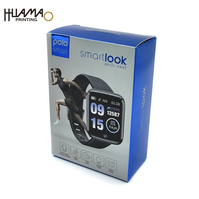 Wholesale Custom 3C Digital Smart Watch Eco-friendly Foldable Paper Box with Spot UV & Embossing Packaging