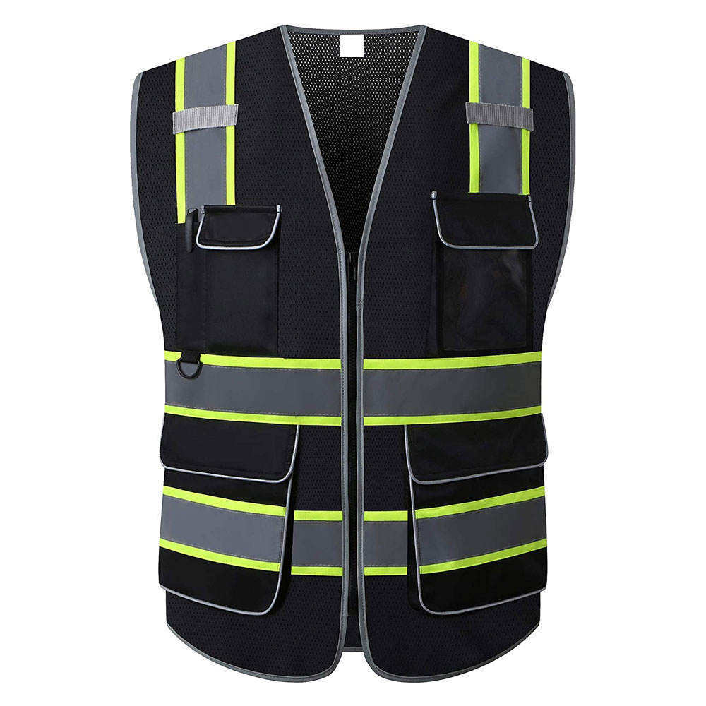 Custom Hi-Vis Safety Vest Class 2 - Personalized With Logo/Photo, 5 Zipper Pockets, Reflective Strips, Unisex Sizes S-3XL