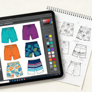 Costume da Bagno da Uomo con Stampa Tropicale Personalizzata OEM, Produttore di Pantaloncini da Surf con Motivi Floreali e Palme - Product Image 6