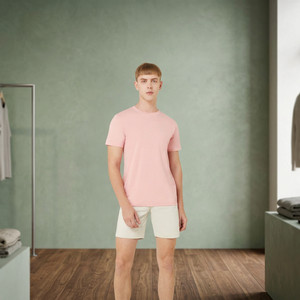 100% Selected Polyester/Cotton Plain Style Custom T Shirt Printing Light Pink Color 0429 Model for Unisex Autumn Made Thailand - Product Image 3