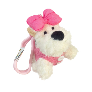 Simpatico fiocco di perle imbottito borsa per cani dell'altopiano occidentale ciondolo cartone animato animale peluche bambola portachiavi appeso giocattolo morbido accessori di fascino - Product Image 4