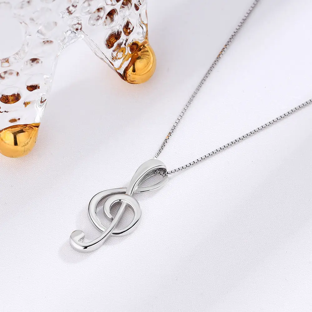 Rainbowking Personalised simple musical note necklace 925 silver chic music symbols collarbone chain fine jewellery necklaces