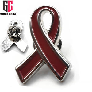 Insignia de Metal con esmalte suave de fábrica, insignia roja de concientización sobre el SIDA y el virus, servicio de ayuda, <span class=keywords><strong>12</strong></span> años de experiencia - Product Image 2