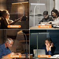 Lampe de bureau LED à spectre complet, CRI 90+, protection des yeux, style américain, abat-jour en aluminium, alimentation USB, commande tactile pour bureau et étude