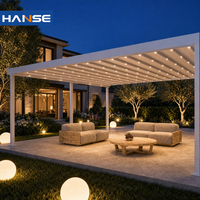 Pergola motorisée à toit à lames orientables en aluminium thermolaqué, imperméable, anti-UV, pour extérieur, jardin, villa, sur mesure