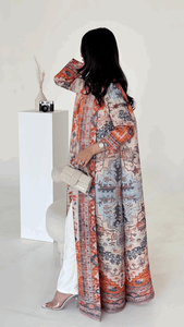 Abaya Musulmana Leduo Personalizada con Estampado de Alfombra Vintage, Abaya Informal Holgada de Manga Larga Abierta Tipo Pashmina para Mujer - Product Image 3