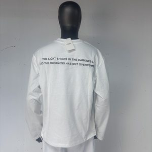 TS3356 <span class=keywords><strong>T</strong></span>-<span class=keywords><strong>shirt</strong></span> da uomo a maniche lunghe in 100% cotone di alta qualità, girocollo, bianche, a maniche lunghe dritte - Product Image 5