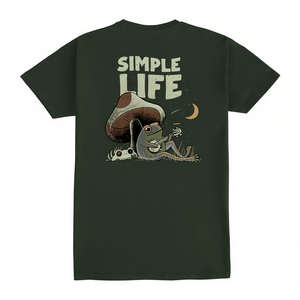 Camiseta Simple Life con estampado gráfico verde oscuro, ropa informal unisex - Product Image 2