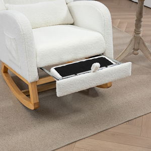 Fauteuils à bascule modulaires multifonctionnels pliables pour adultes et personnes âgées, salon, sherpa, meubles de maison modernes, dossier capitonné, pieds en bois - Product Image 3