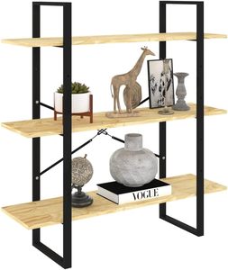 Giá sách đơn giản kích thước lớn Tủ Sách kim loại gỗ công nghiệp mộc mạc 3-kệ kệ sách mở lưu trữ Kệ sách - Product Image 3