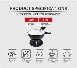 Ensemble de <span class=keywords><strong>fondue</strong></span> en émail rouge avec 6 longues fourchettes et brûleur pour le fromage et le chocolat - Product Image 2