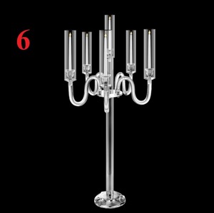 Bougeoir de mariage moderne en acrylique transparent à 6 têtes Centre de table de haute qualité 70x80cm pour mariages et décorations de fêtes - Product Image 6