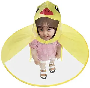 크리 에이 티브 키즈 레인 커버 귀여운 만화 오리 UFO 어린이 비옷 소년과 소녀 우산 모자 방풍 판초 레인 기어