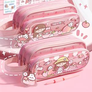 Mignon étui à crayons multifonctionnel en tissu grande capacité boîte à papeterie avec conception multicouche pour filles et enfants - Product Image 3
