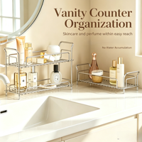 Organisateur de comptoir de salle de bain en acier inoxydable 304, support de rangement pour cosmétiques et soins de la peau