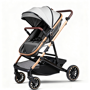 Poussette <span class=keywords><strong>double</strong></span> légère trois-en-un pour nouveau-nés jusqu'à 3 ans, système de voyage pliable, cadre en acier inoxydable, Linen Wellpal 4 Baby - Product Image 1