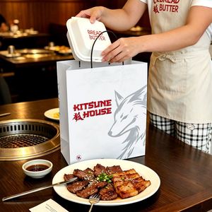 Sacs d'emballage alimentaire jetables en papier kraft biodégradable, écologiques, résistants à la graisse, avec logo personnalisé, pour plats à emporter et barbecues - Product Image 6
